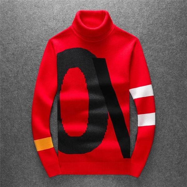 

20ss autumn and winter men's turtleneck sweater black jumper long-sleeved printed letters black padded pullover sweaters for men oversi, White;black