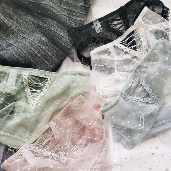 

sp&city star panties hollow lace women's underpants back cross bandage transparent underwear mesh low-rise seamless thong1, Black;pink