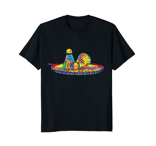 

sport print t shirt mens short sleeve cool badmintoning t-shirt player trains racket and shuttles tee