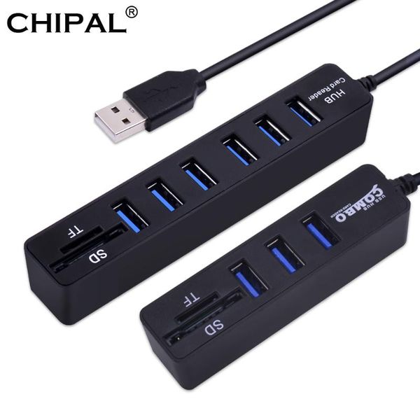 

chipal 2 in 1 usb hub 3 / 6 ports usb 2.0 hub high speed multi splitter 2.0 hab multiple usb2.0 sd/tf card reader for pc
