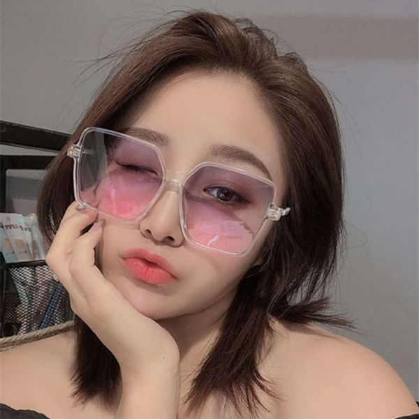 

new net sunglasses fashion women's ins2020 red transparent frame sunglasses large frame square anti ultraviolet, White;black
