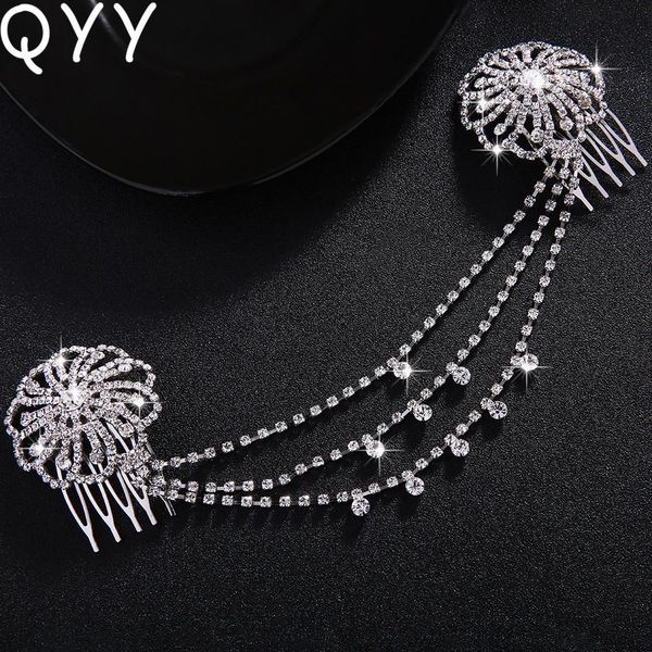 

qyy crystal wedding hair accessories bridal rhinestone head chain bride headpiece hair jewelry qyy bbyrlz lipper, Black;brown