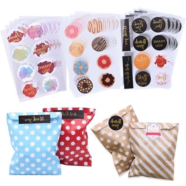 

bags style multi diy label kraft paper thank you happy adhesive stickers wedding birthday party favors gift for guests