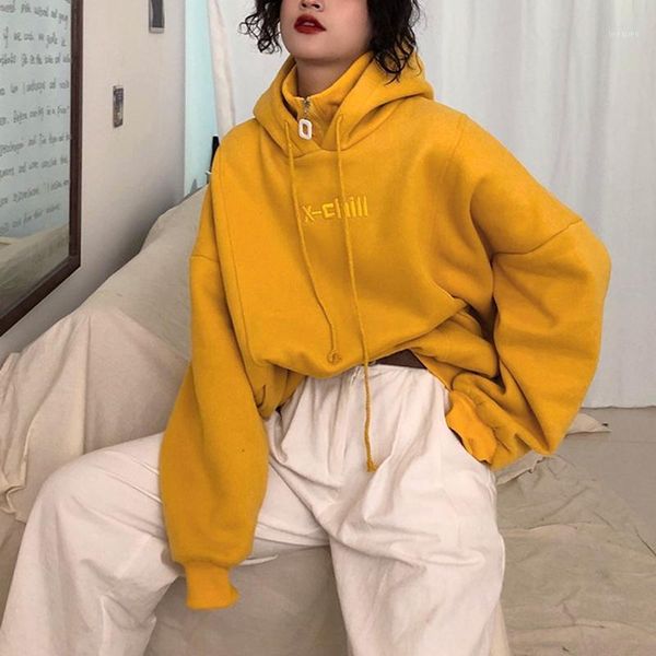 

korean turtleneck hoodies sweatshirt woman autumn winter loose casual oversized hoodies fashion drawstring long sleeve pullovers1, Black