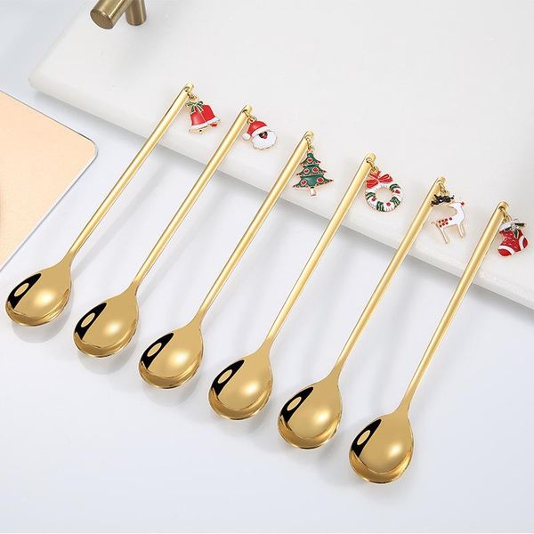 

xmas gift christmas coffee spoon new year 2021 merry christmas decorations for home table navidad noel stainless spoon decor