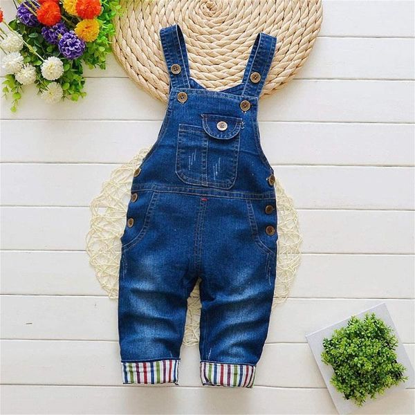 Tulumlar Erkek / Kız Toddler Bebek Uzun Pantolon Denim Tulum Ayarlanabilir Tulumlar Çocuklar Erkek Bebek Kot Tulum Giysileri Giyim Pantolon