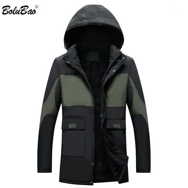 

bolubao brand men warm parka casual new hooded men's parka coats long sleeve male splice parkas coats1, Tan;black