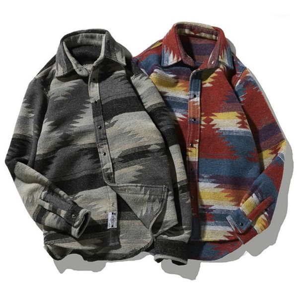

flannel shirts folk-custom shirts for men vintage woolen leisure pattern dress casual shirt men plus size streetwear1, White;black