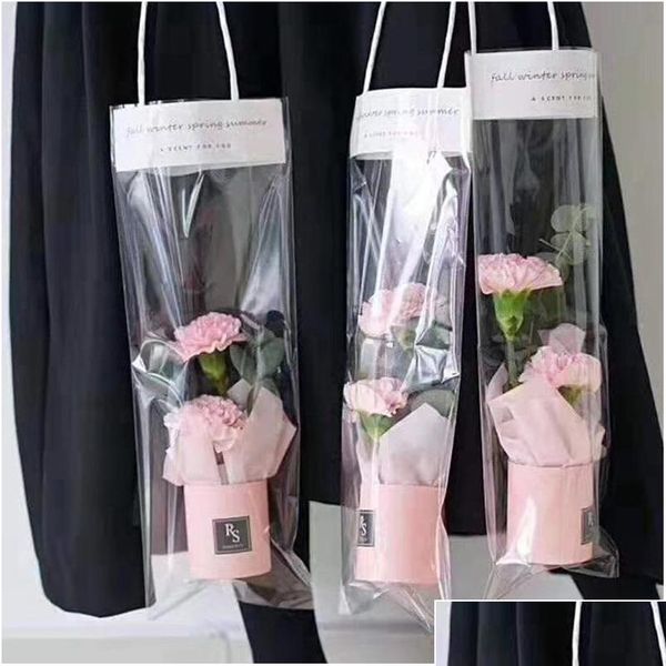 

7.5x6.5cm flower box mini bouquet cylinder portable 1pc round flower bucket gift storage pvc florist bag qylnzn powerstore2012