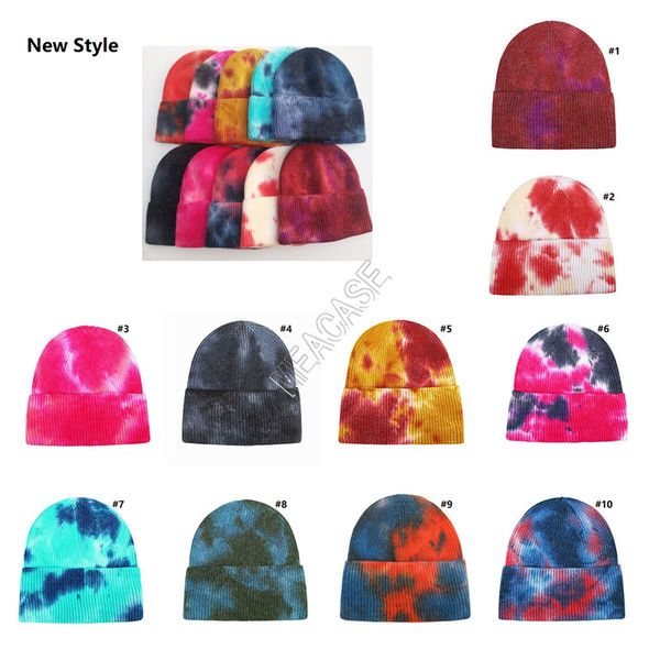 

конструкторы tie dye шапочки unisex шлема зимы согрей вязания крючком tuque черепа caps велоспорт hip hop лыжный спорт градиент цвета headwe, Yellow