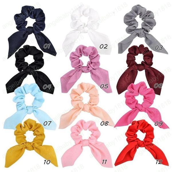 

ponytail holder 12 elastic rabbit colors bunny ear hair bands scrunchy hairbands ties ropes for women girl
