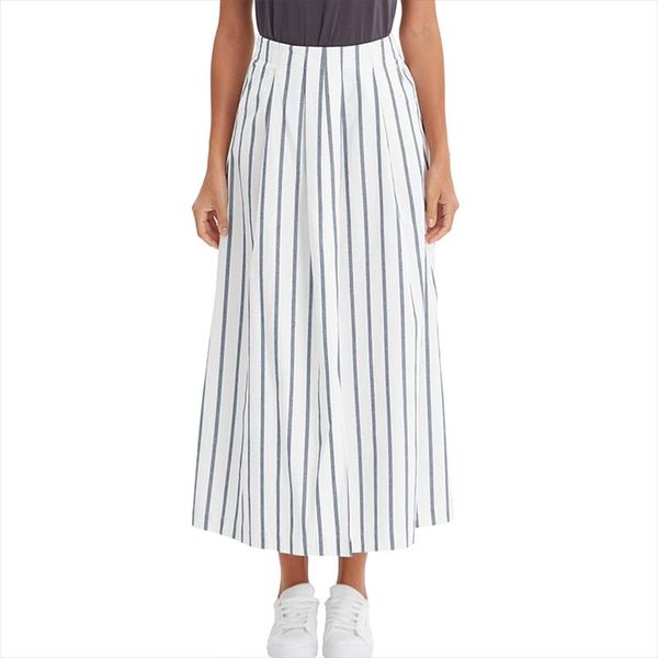 

cotton linen skirt womens stripe skirt summer long a line m30212 drop shipping good quality, Black