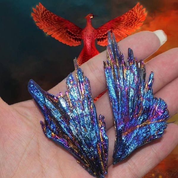 

quartz crystal stone beads chinese phoenix rainbow titanium cluster peacock blue feather mineral specimen natural heali jllzvh