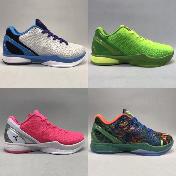 

mamba 6 shoes vi grinch easter christmas men sports pink green black basketball