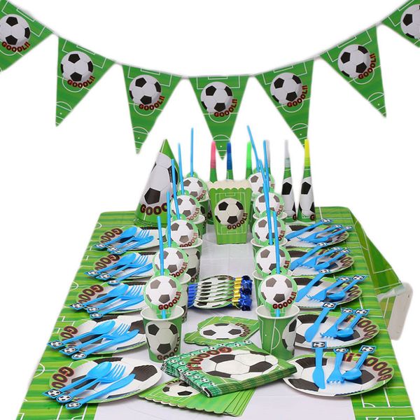 

football theme disposable tableware set paper cups plates birthday decorations kids party supplies