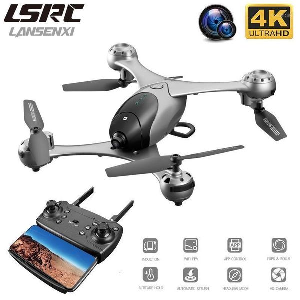 

lsrc new rc drone m6 wifi fpv and wide-angle hd 4k dual camera height keeping foldable quadrotor dron gift toy1
