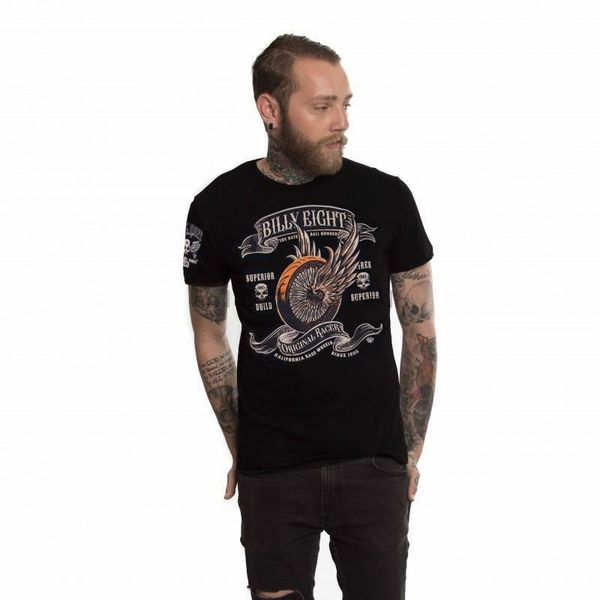 

original racer - billy eight- mens t-shirt - black - biker rock-a-billy usa sport hooded sweatshirt hoodie
