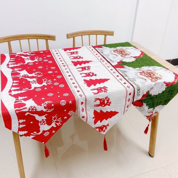 

christmas runner flag santa claus banquet home embroidered xmas table decoration mat cloth cover dha781