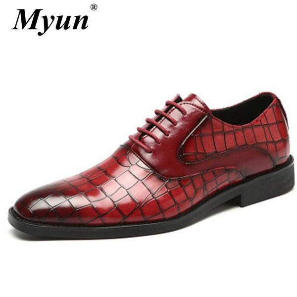 

size 38-48 men's crocodile pattern dress leather shoes fashion lace-up wedding party shoes mens business office oxfords flats, Black