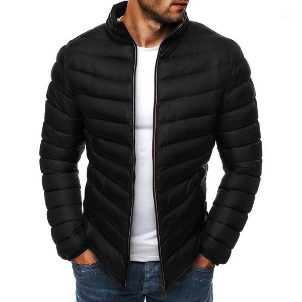 

tide winter parka men tide autumn winter zipper down jacket pockets light coats1, Black