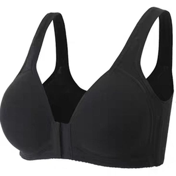

front closure solid color bras for women plus size seamless bra cotton underwear wireless push up bra plus size1, Red;black