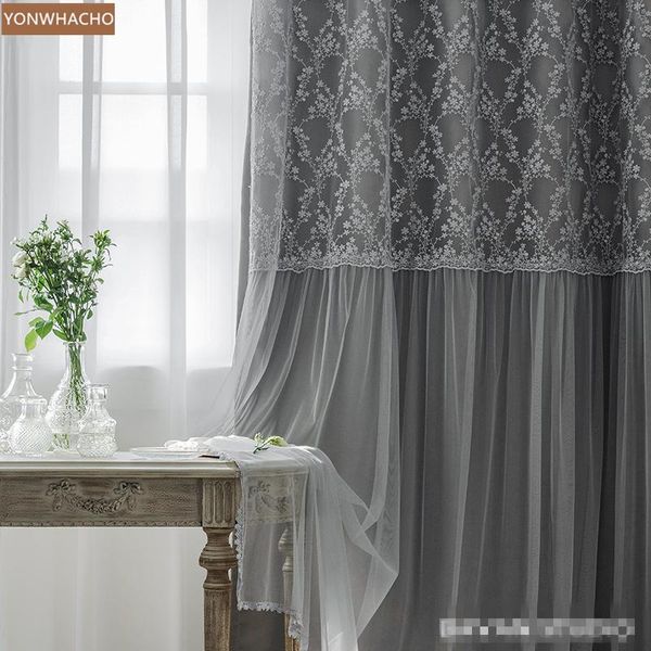 

custom curtains luxury european royal princess wind bedroom modern simple grey cloth blackout curtain tulle drape b764