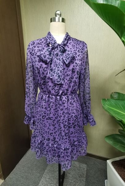 

2021 new purple mini women autumn chic long flare sleeve bow collar short es casual vintage vestidos lq1f, Black;gray