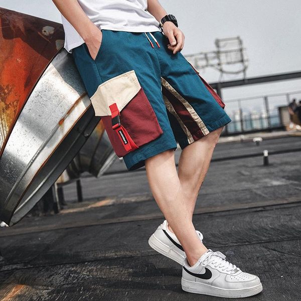 

2021 summer shorts mens casual sports cargo middle pants fashion solid color loose thin multi pocket sweatpants men s-4xl, White;black