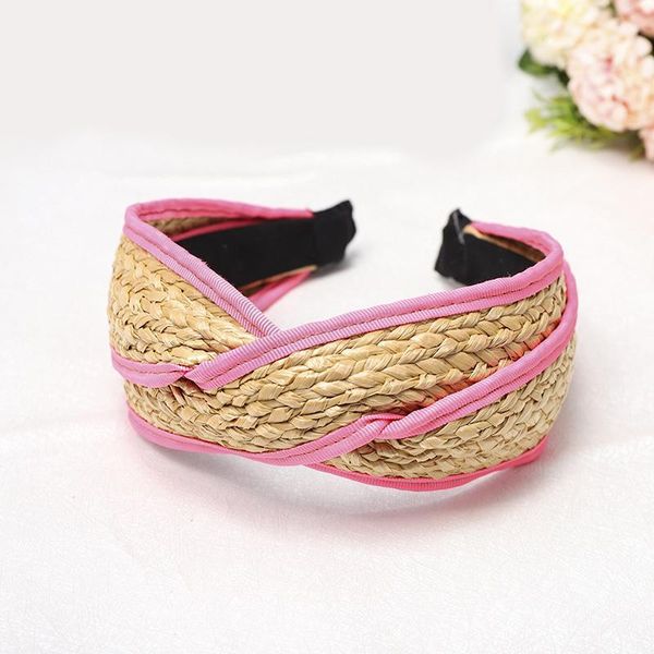 

summer girls wide hair hoop grass weave headwear hair band head band for beach travel women pure color hair accessories q bbyxio