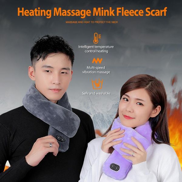

cycling caps & masks vibration-massage women scarves men winter warm scarf usb heated heating couple neckerchief plush collar muffler bandan, Black