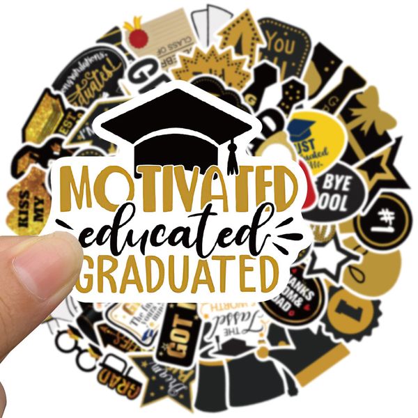 

50pcs/set poster small waterproof skateboard stickers graduation season bachelor hat for notebook lapbottle helmet car sticker pvc guitar de