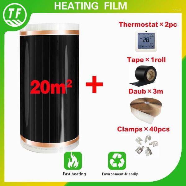 

electric heating film 20m2 length 40m width 0.5m far infrared floor heating films with accessories ac220v, 220w/m2 warming pad1