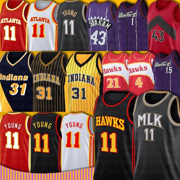 

young trae 11 carter vince 15 jersey 43 siakam reggie 31 miller pascal kyle tracy lowry mcgrady torontos kevin atlantas garnett basketball, Black;red