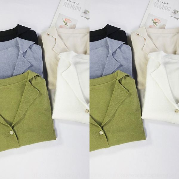 

p7nbs and autumn new knitwear sweater knitted sweaterkorean versatile simple 2020 lazy temperament lapel cardigan sweater loose and version, White;black