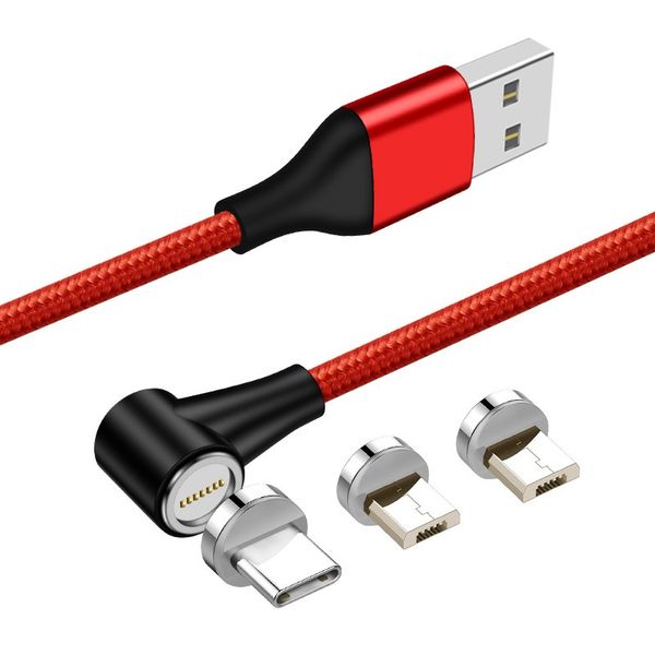 

wholesale price phone accessories magnetic usb cable 360 degree rotary l shape magnetic cable for micro usb type c adapter