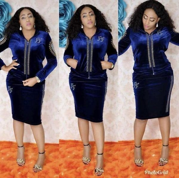 

2 two piece set women outfits velvet midi skirt autumn winter african clothes dashiki long sleeve africa clothing plus size1, Red