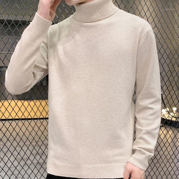 

men's solid color warm and slender turtleneck pullover sweater winter turtleneck thick men's sweater casual1, White;black