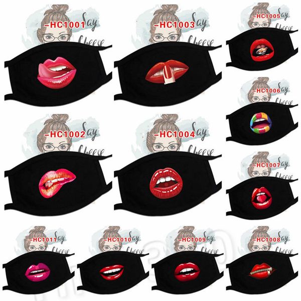 

creative red lipstick face mask washable lip women's dust movement print personality designer masks 11style t2i51150 n56j