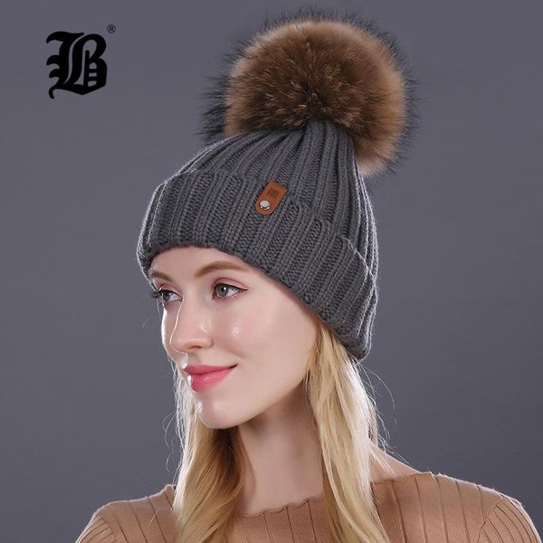 

flb] оптовая норнка и лисица меховая шаровая шапка pom poms зимняя шляпа для женщин девушка вязаные шапочки шапки совершенно новый bbytbd д, Black;white