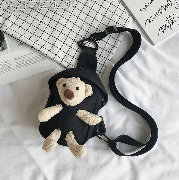 

2020 women cute waist bag fashion bumbag for woman crackle belt bag girl cross body bag sac banane with bear new tide qa