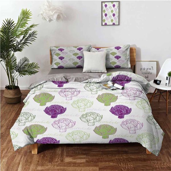 

sketch style vegetables hand drawn style exotic tasty healthy foodbedding 3-piece set