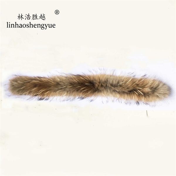 

linhaoshengyue children real raccoon cap hood collar 70 cm long, y201007, Blue;gray