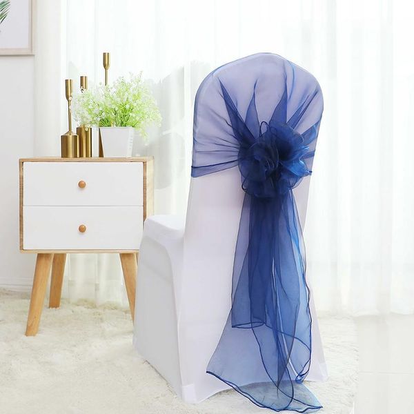 

65x275cm orange organza knot wedding chair decor banquet event chair decorations bow ties chair bands sashes blue 2 jllrxg