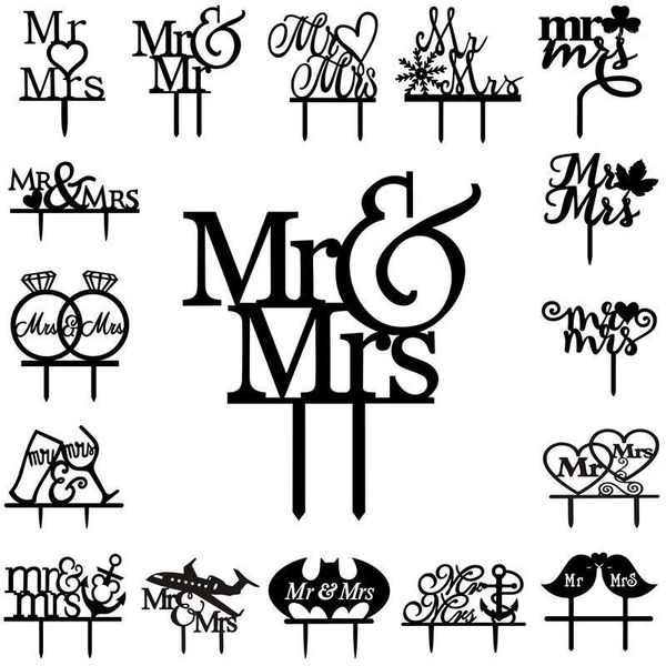 

multi styles mr&mrs mr&mr mrs&mrs wedding acrylic cake flags cake er wedding engagement aniversary party decor1