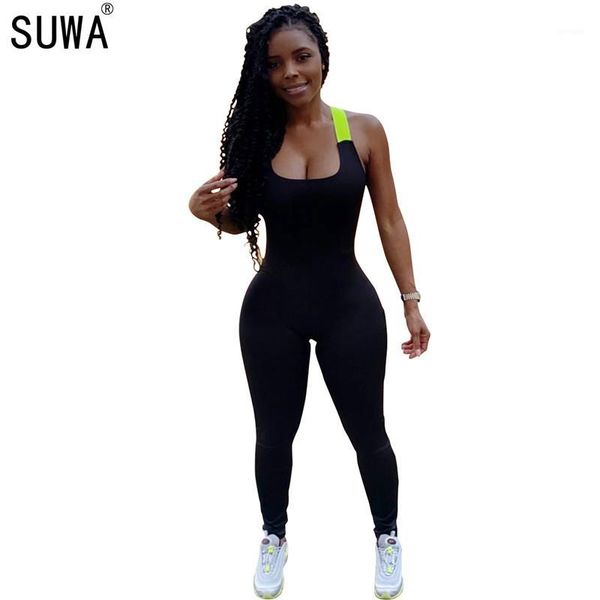 

new product back cross hollow out design lady jumpsuits sleeveless catsuits beach style sports jumpsuits1, Black;white