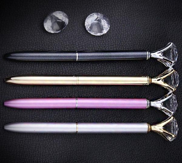 

luxury metal crystal diamond pen 8 colors polka dot ball pens fashion 19 carat large diamond ballpoint pens jllwix bdetrade, Blue;orange