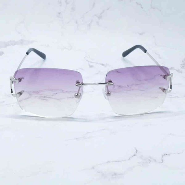 

2022 factory wholesale big square rimless mens men luxury sunglass fashion women decoration shades, White;black