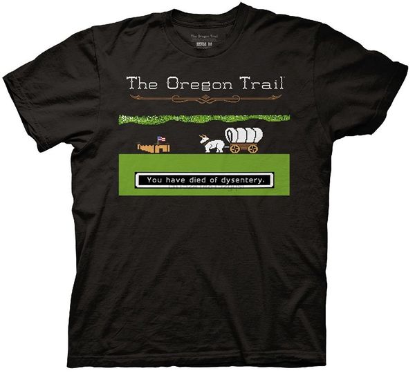 

100% oregon trail game dysentery mens black t-shirt sport hooded sweatshirt hoodie