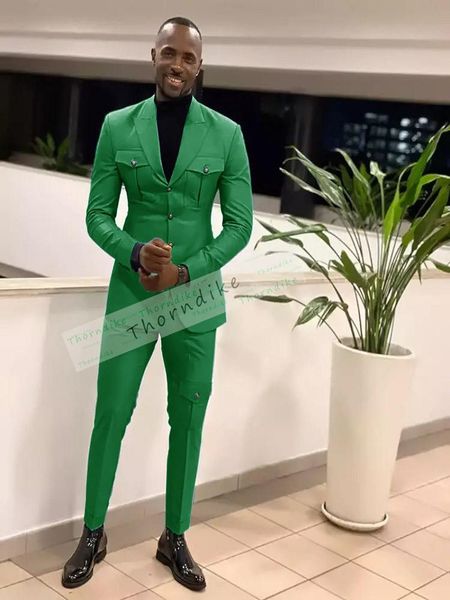 

thorndike new arrive double breasted green suits slim fit tuxedo men formal business work wear suits 2pcs set (jacket+pants, White;black