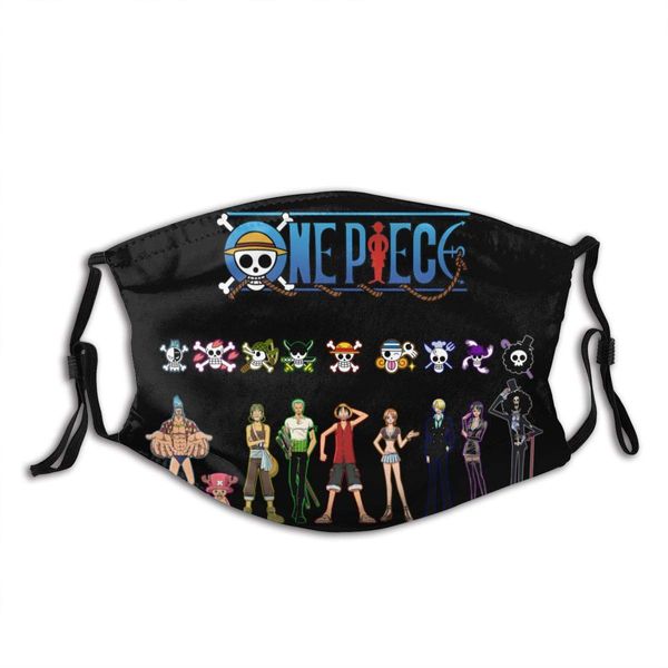 

anime one piece face mask reusable washable cover with 2 filter bandana breathable balaclava protection shield for men womens